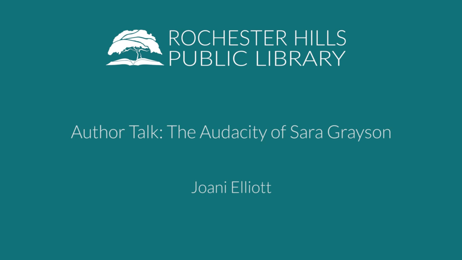 Author Talk: The Audacity of Sara Grayson