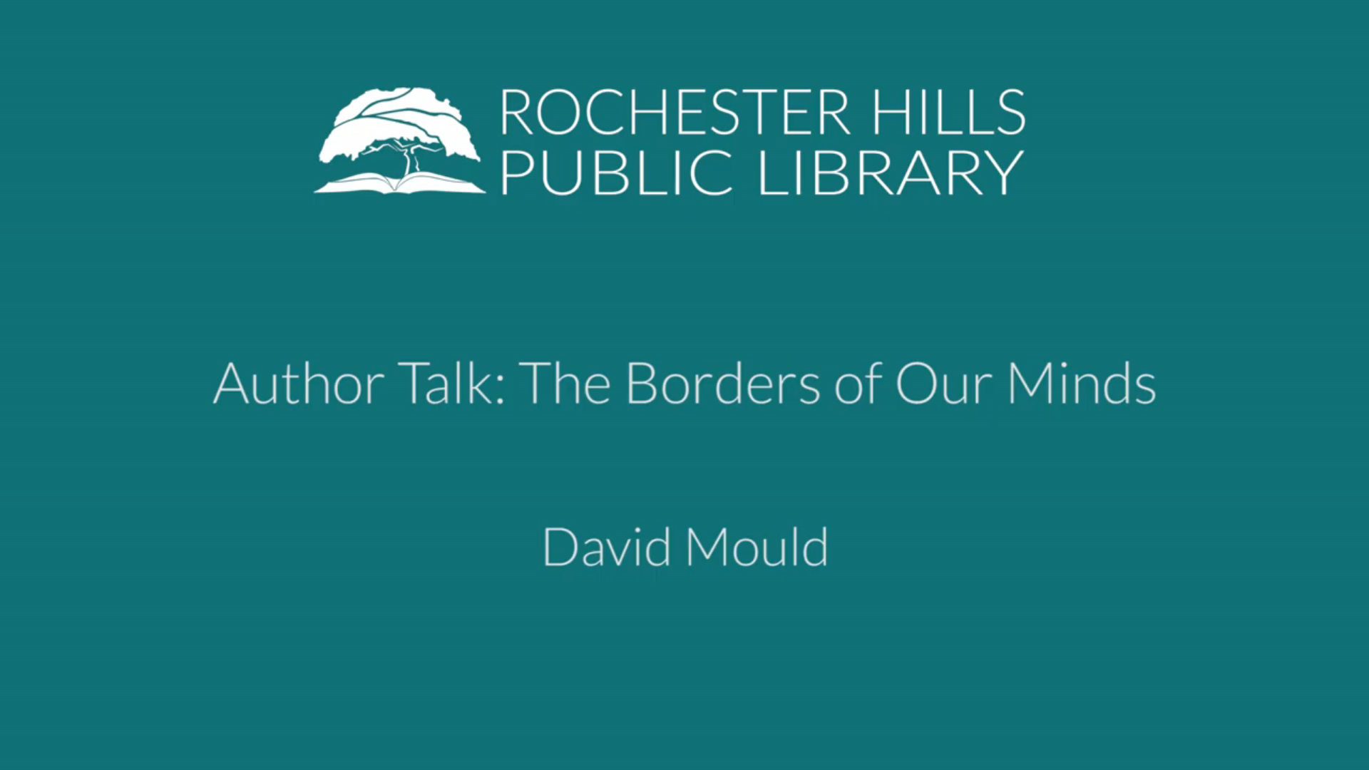 Author Talk: The Borders of Our Minds