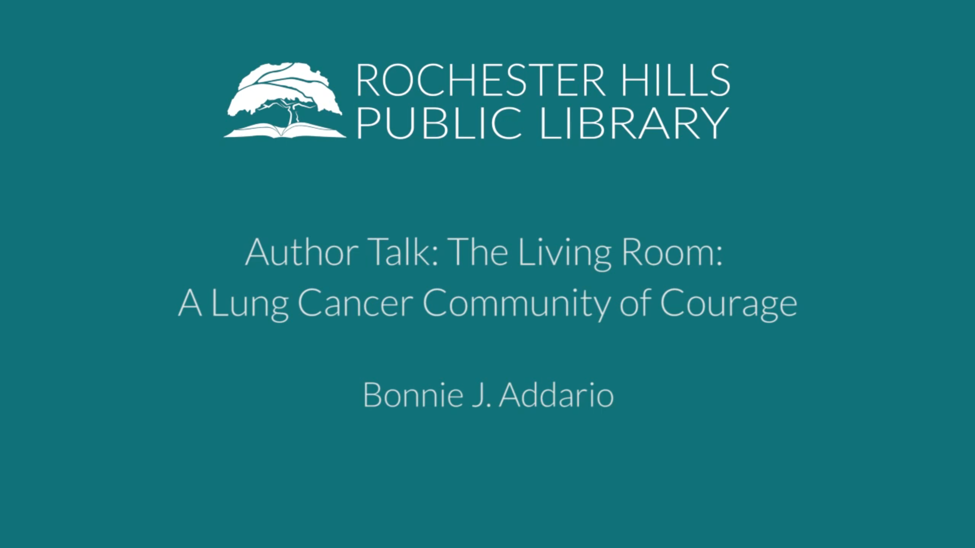 Author Talk: The Living Room: A Lung Cancer Community of Courage