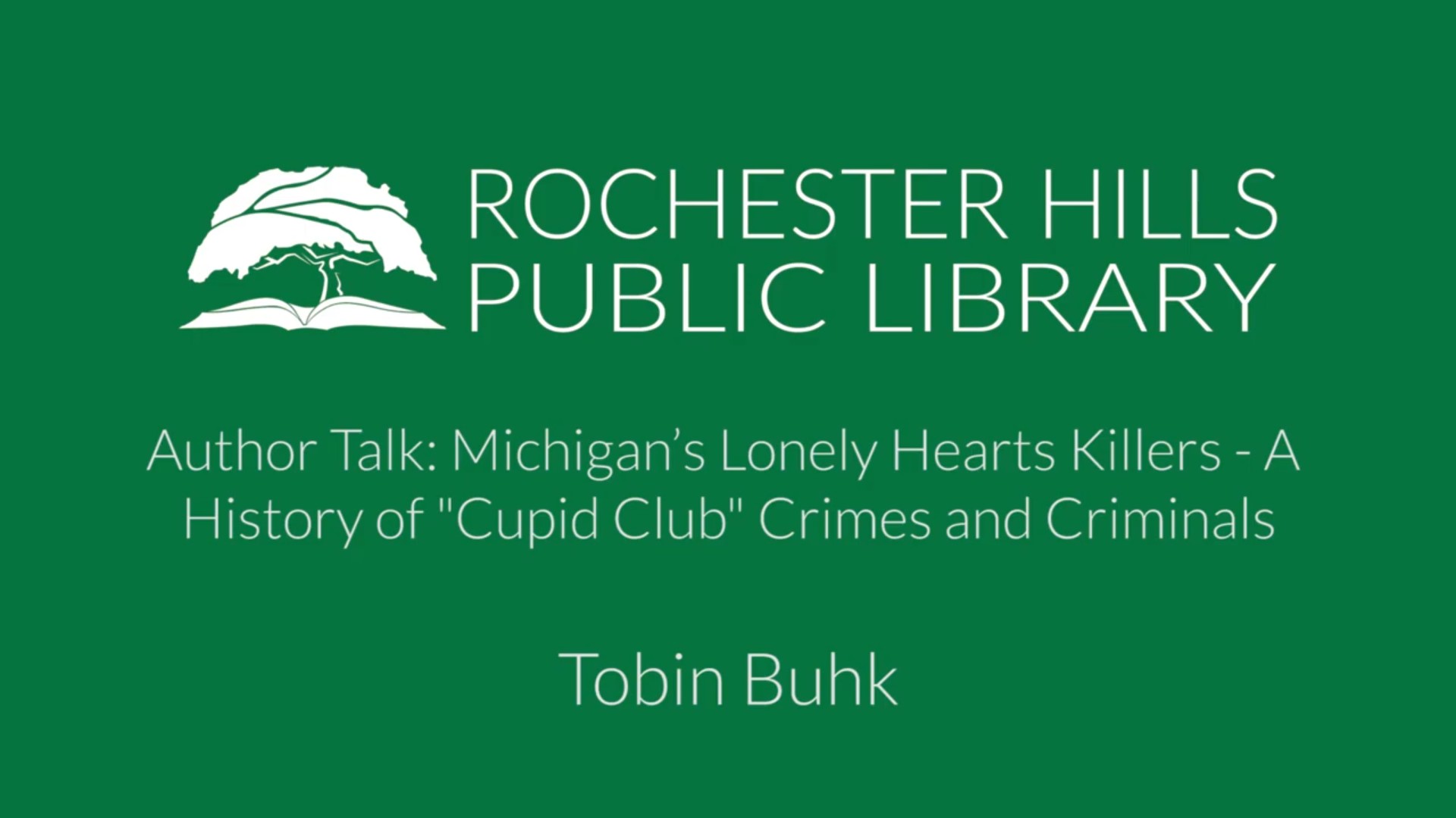 Author Talk: Michigan’s Lonely Hearts Killers
