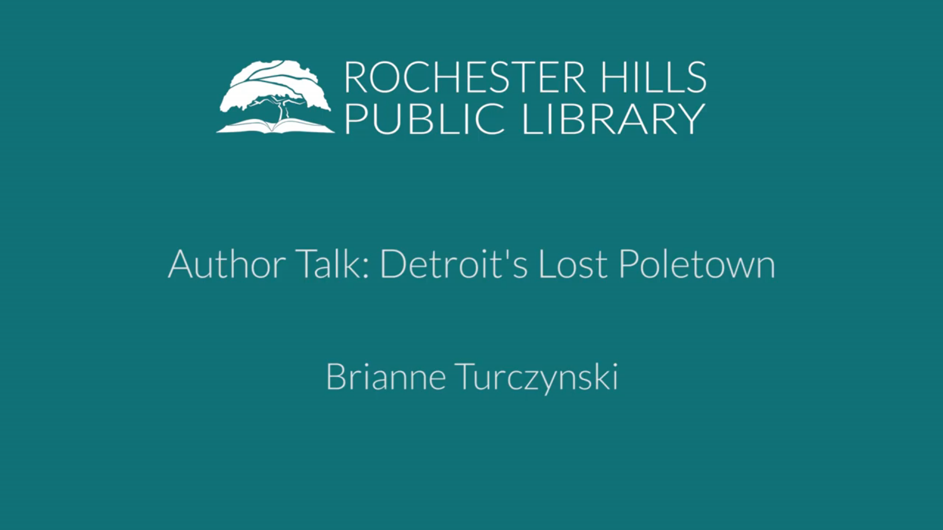 Author Talks: Detroit's Lost Poletown